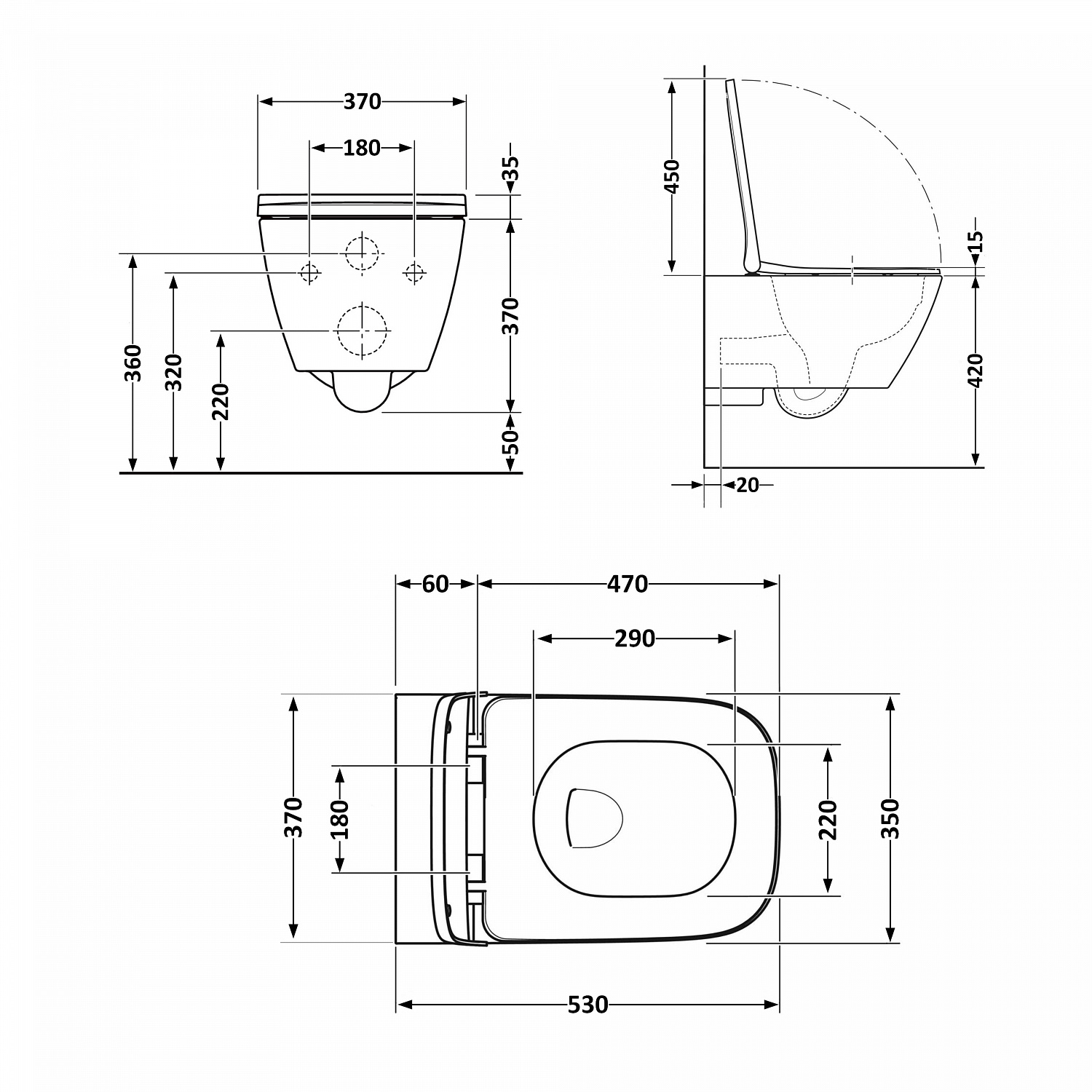 Унітаз підвісний Qtap Gemini безободковий з сидінням Soft-close QT2533076EUQW