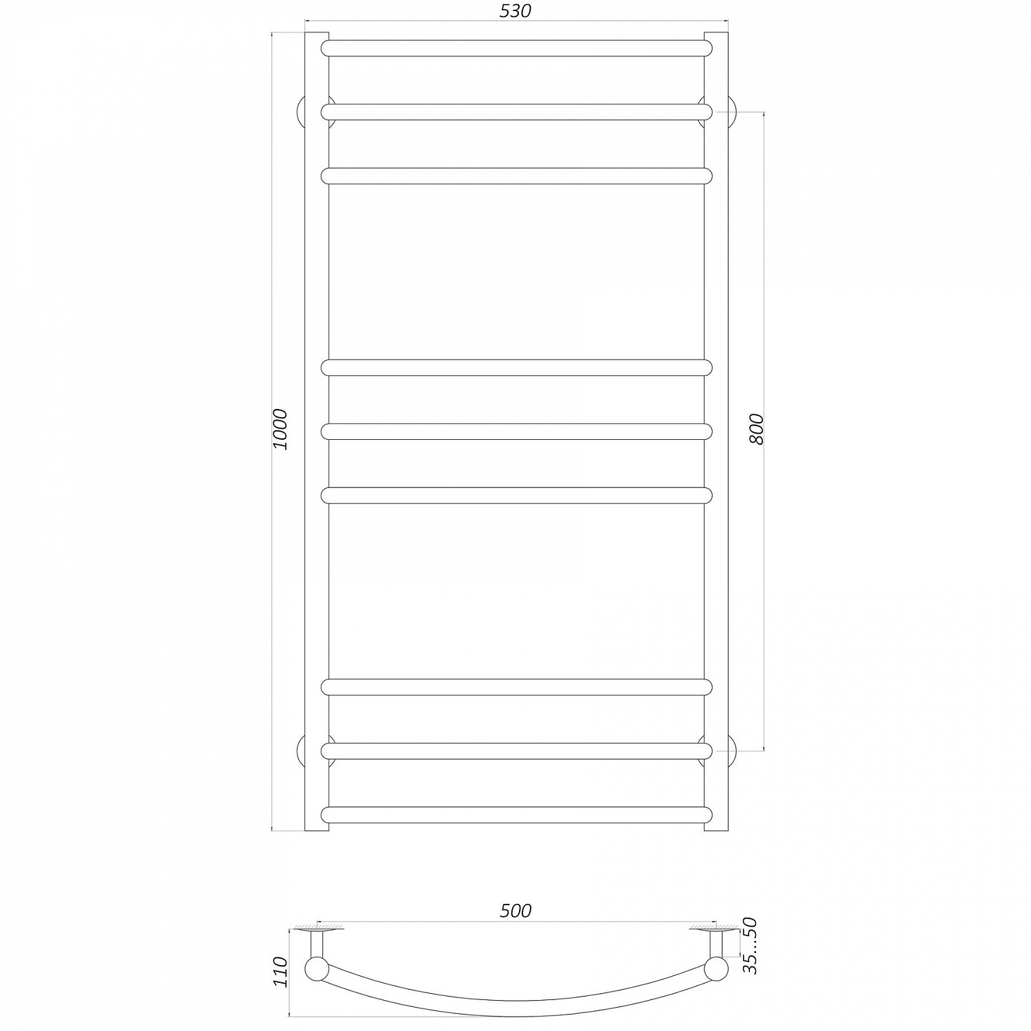 Рушникосушарка UNIO LDE EL 1000-500-9 Драбинка Дуга Еліт електро в інтернет-магазині Yago
