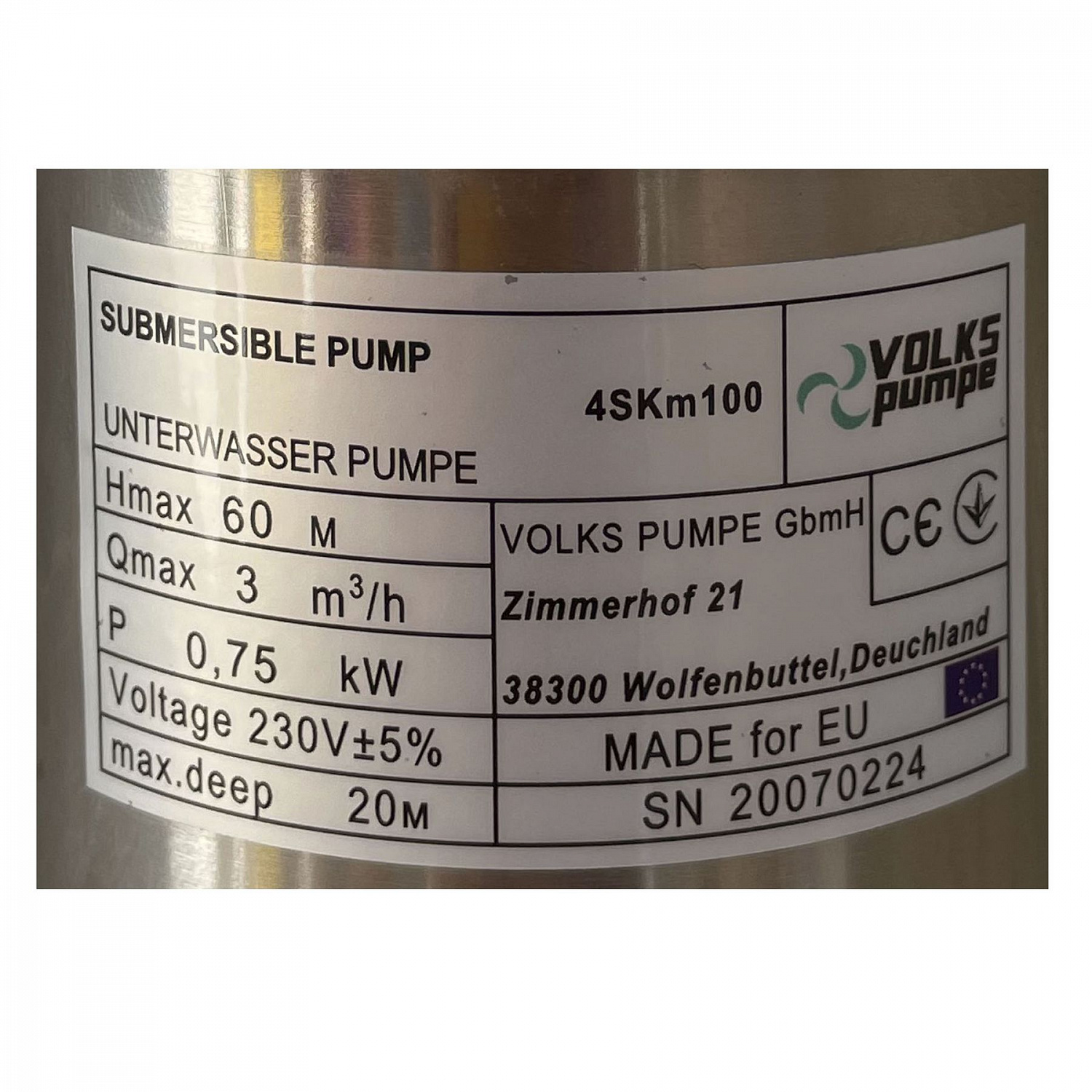 Насос свердловинний вихровий VOLKS pumpe  4SKm100 0,75кВт + кабель 15м + пульт в інтернет-магазині Yago