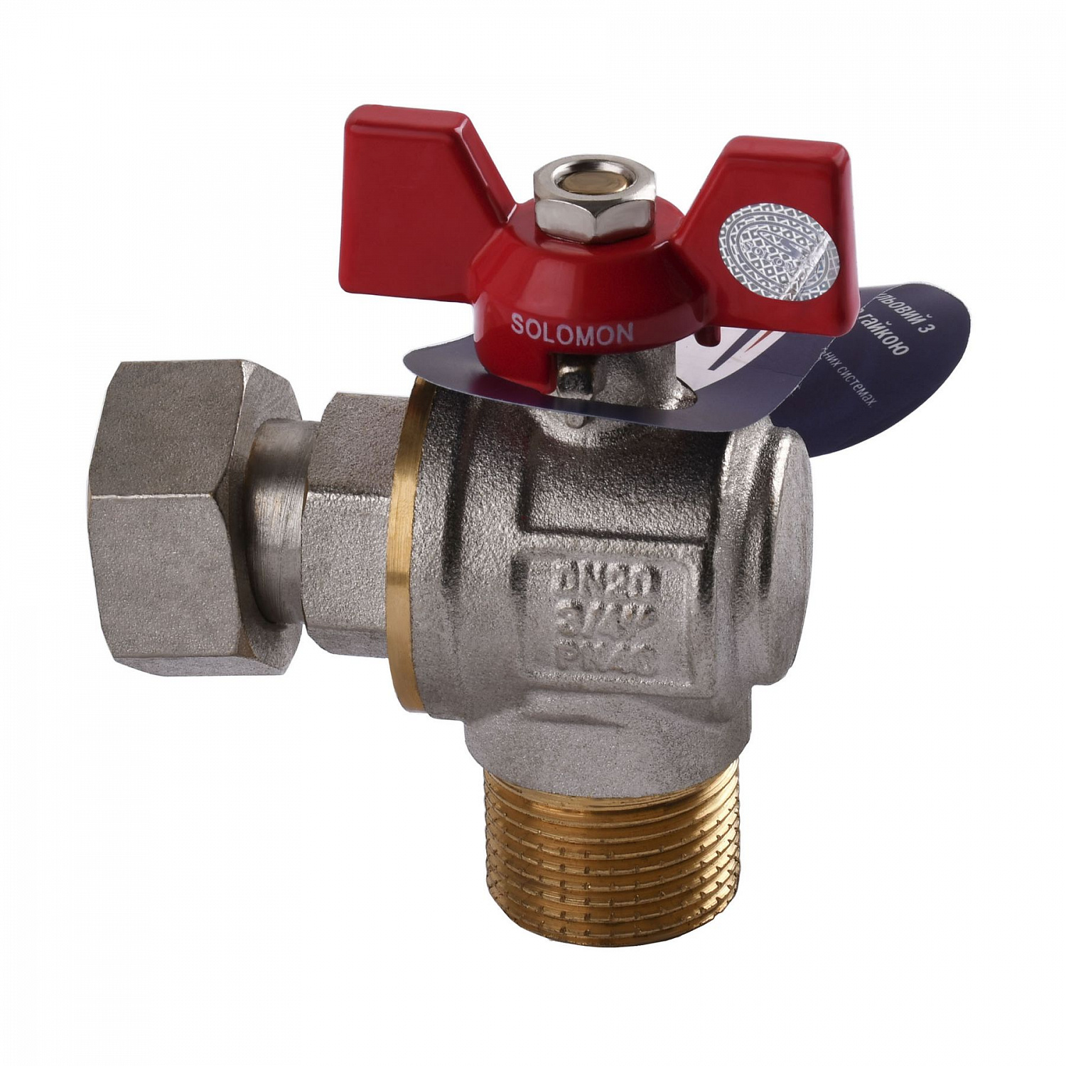 Кран кульовий кутовий з накидною гайкою SOLOMON 3/4″ ЗВ PN40 160402 в інтернет-магазині Yago