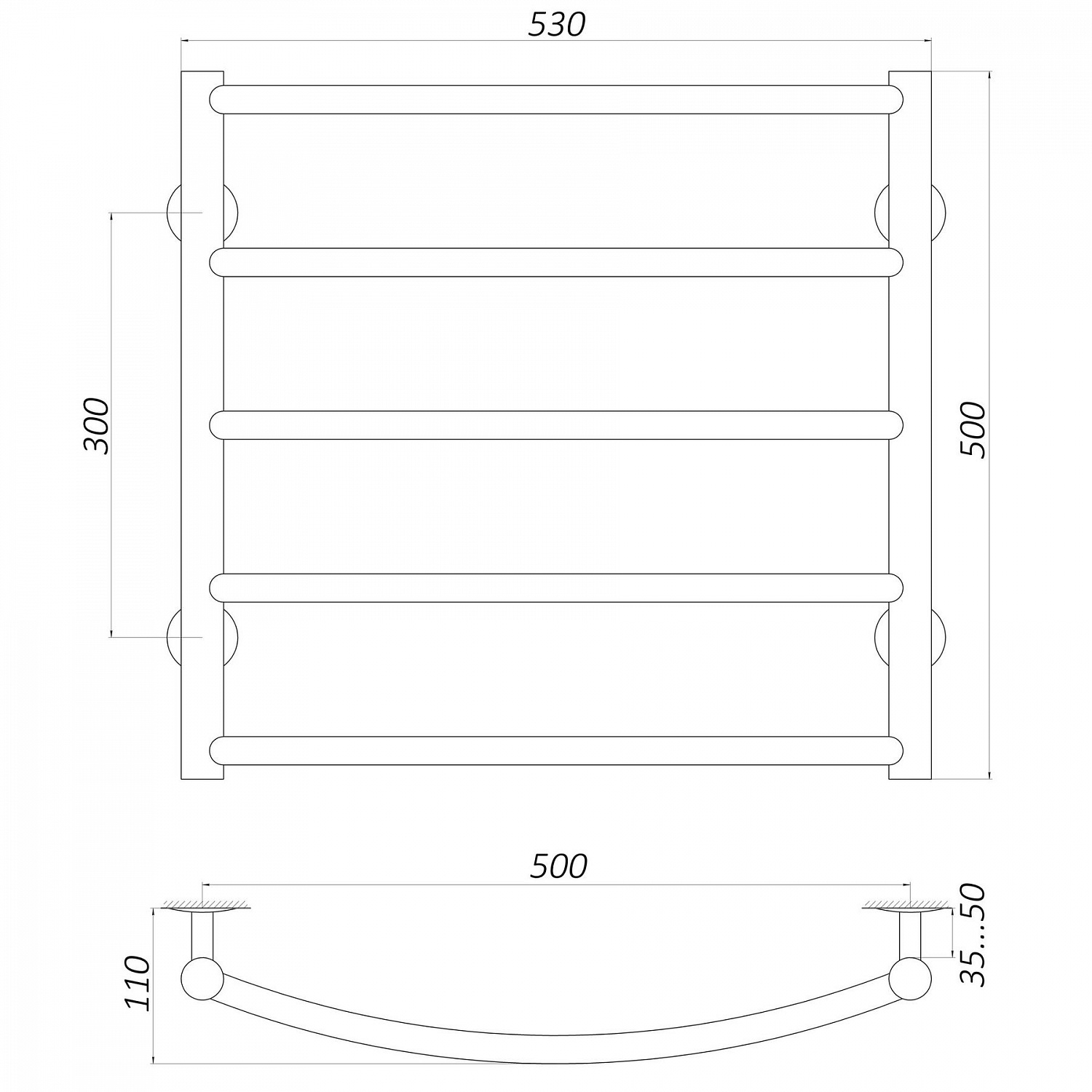 Рушникосушарка UNIO LD EL 500-500-5 Драбинка Дуга електро в інтернет-магазині Yago