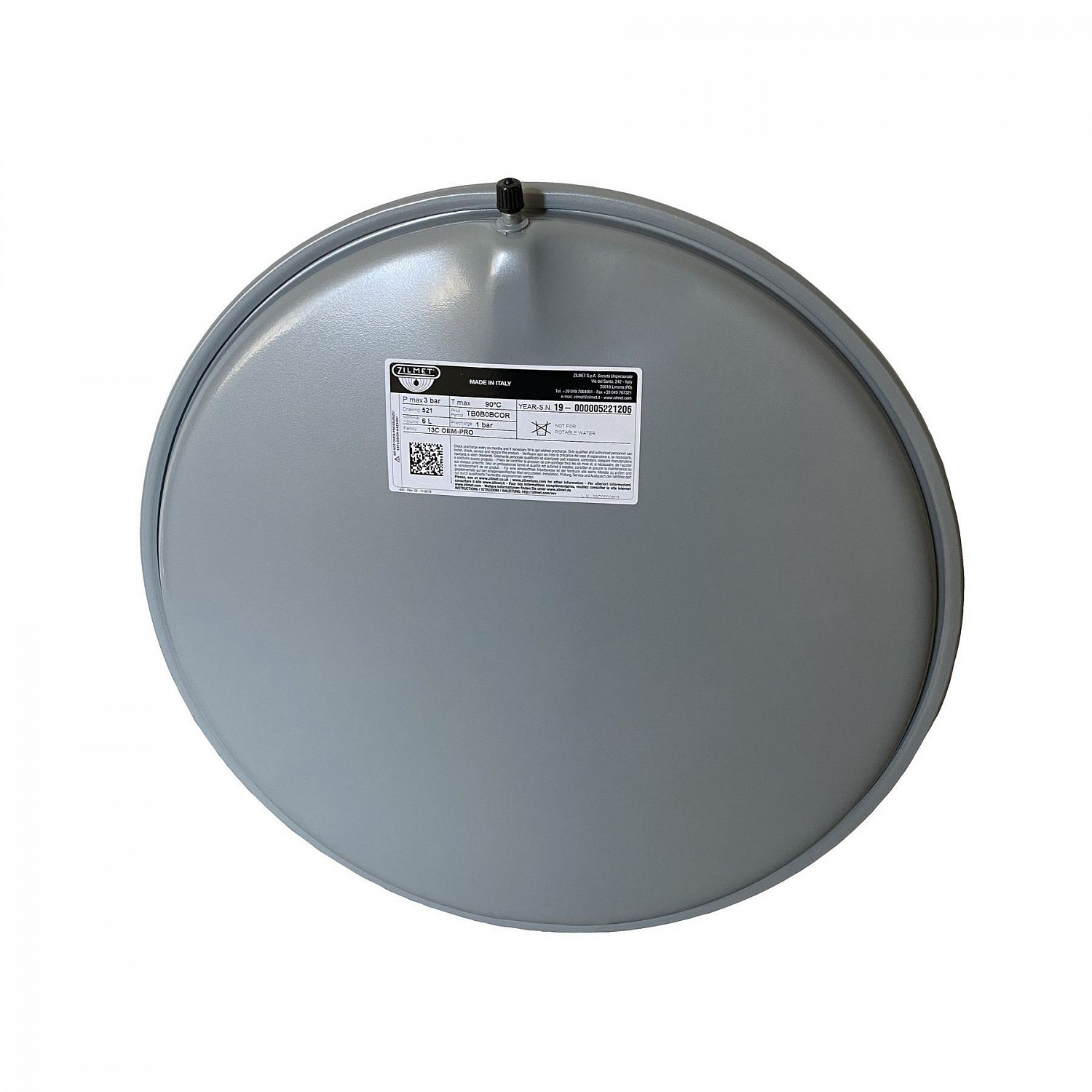 Бак Zilmet oem-pro для монтажу в котли плоский Арт. 521 6л 3bar D. 392 СІРИЙ 3/8″ ( 13C0000603 ) в інтернет-магазині Yago