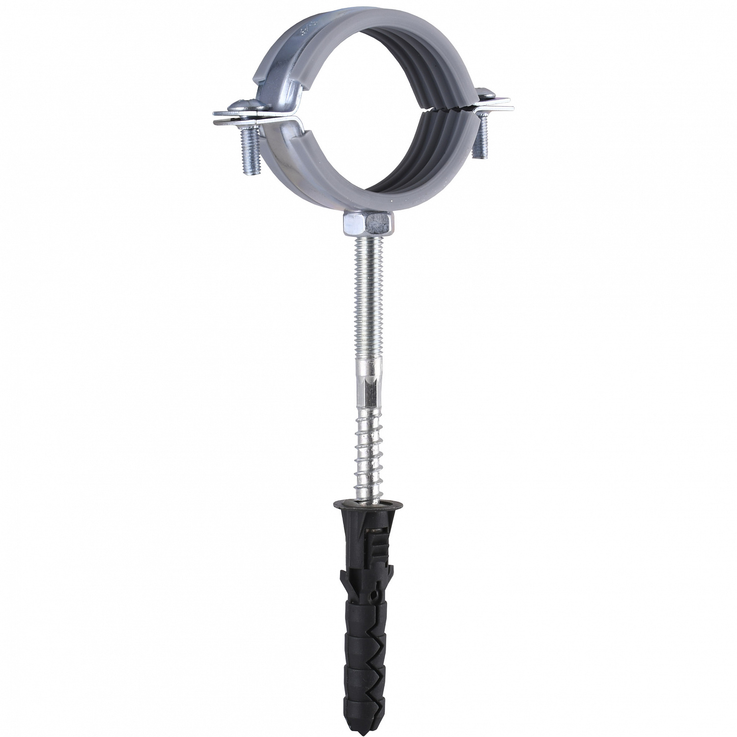 Хомут в зборi CR  1 1/2″ (47-53мм) з гвинтом-шурупом 8*100 та дюбелем в уп., сірий в інтернет-магазині Yago
