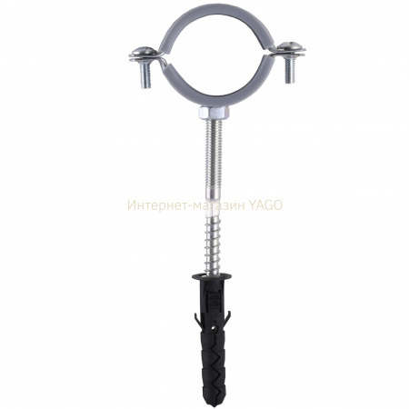 Хомут в зборi CR  1  1/4″ (42-47мм) з гвинтом-шурупом 8*80 та дюбелем в уп., сірий в інтернет-магазині Yago