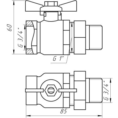 Кран кульовий прямий з американкою  ARCO  3/4″ SENA 154104 в інтернет-магазині Yago