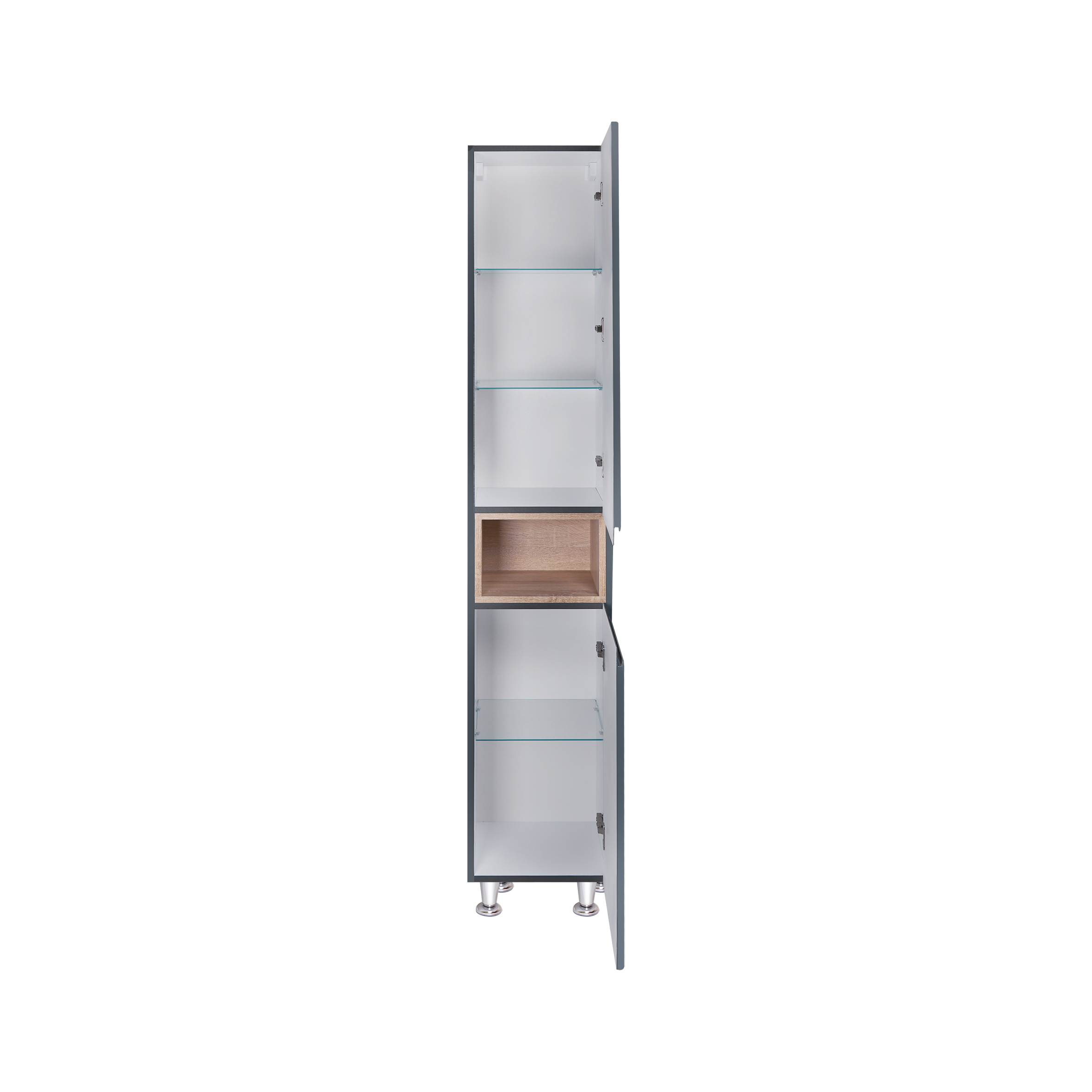 Пенал підлоговий Qtap Robin 350х1950х316 Graphite/Whitish oak QT1376PN1652RGWO