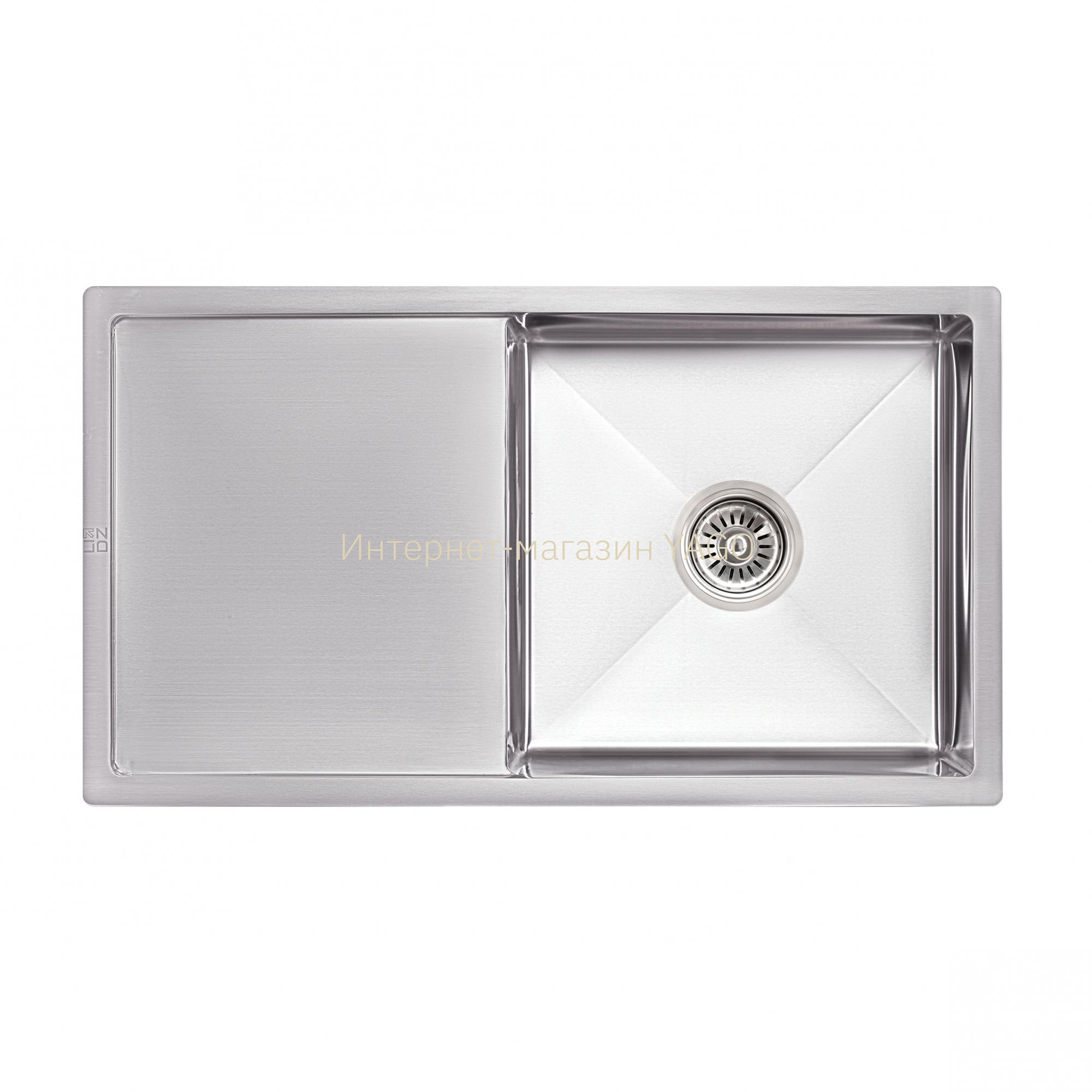 Мийка для кухні інтегрована Lidz Handmade H7844 Brushed Steel 3,0/0,8 мм