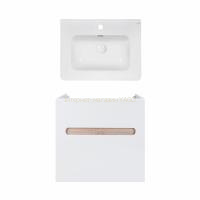 Комплект Qtap тумба підвісна Virgo 600х580х437 мм White/Whitish oak + раковина урізна Albatross 9H QT71V44072