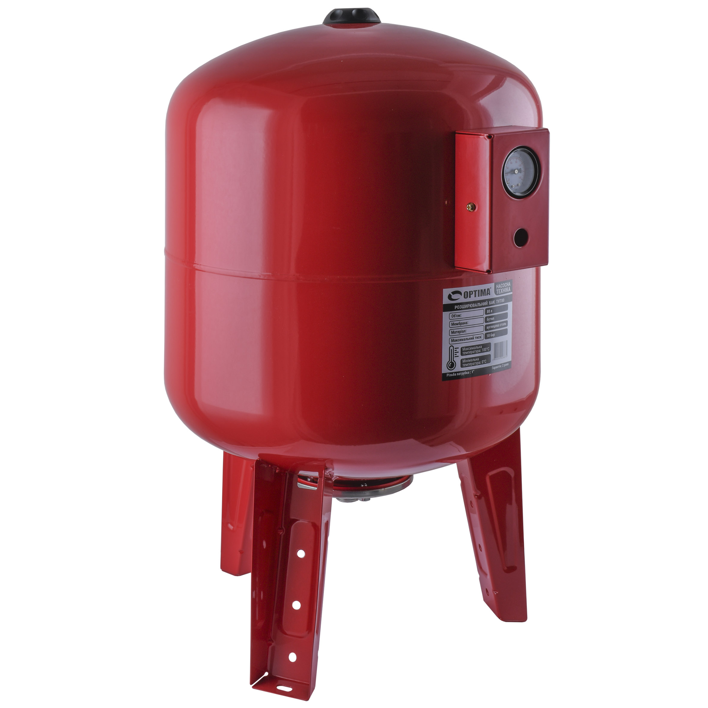 Бак Optima cal-pro для систем опалення 80л  10bar вертик. ( з манометром ) в інтернет-магазині Yago