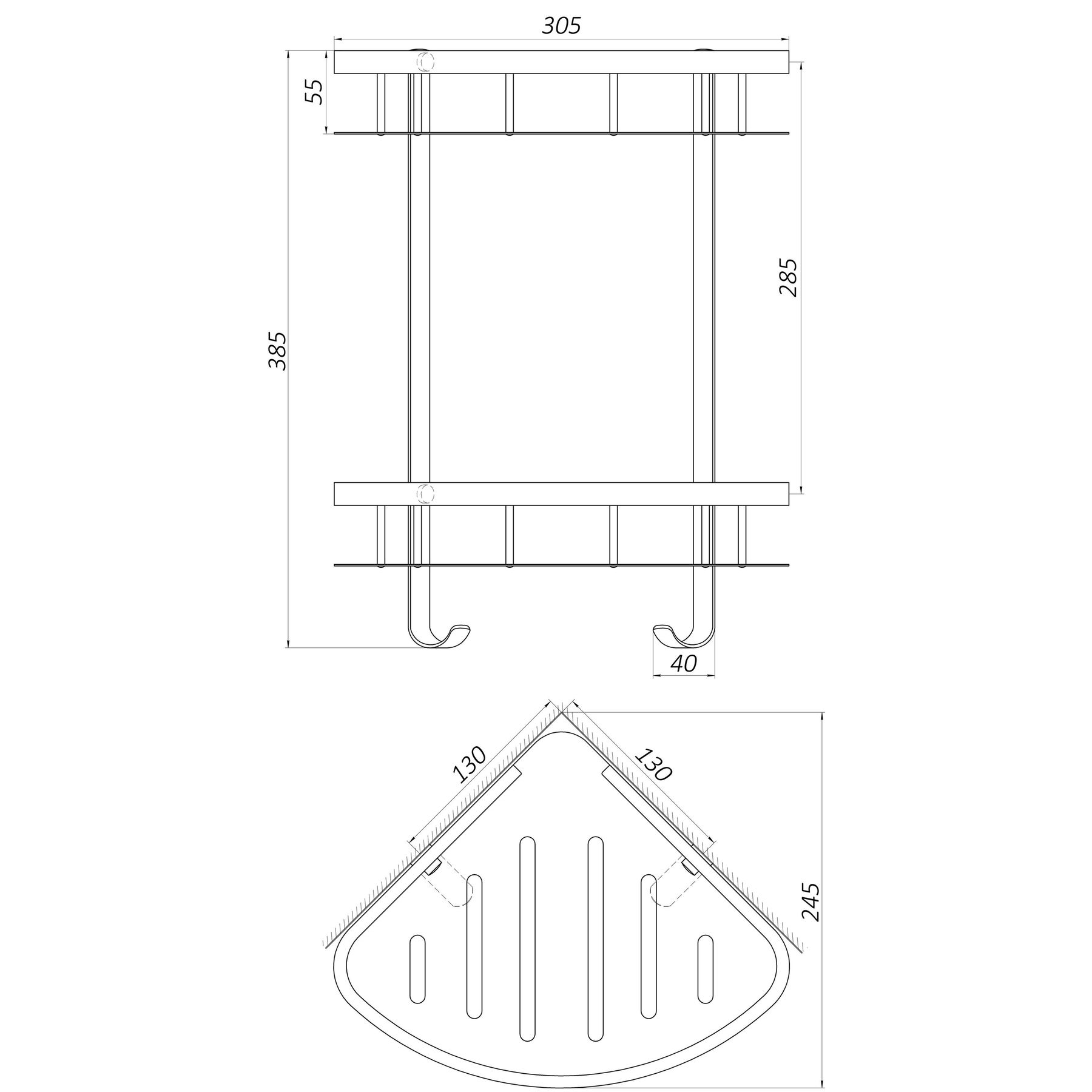 Полка подвійна кутова Globus Lux BS8422