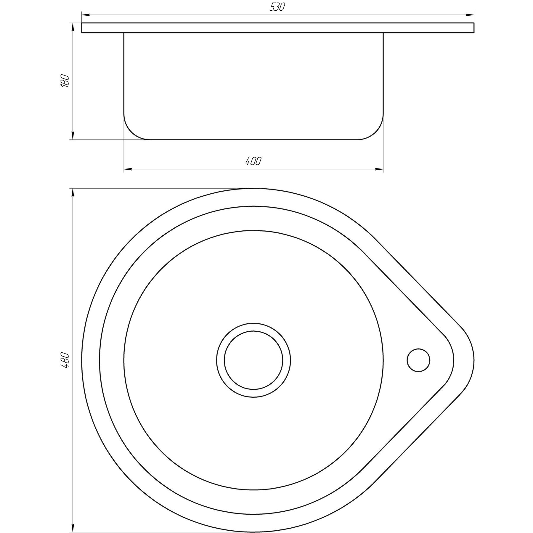 Мийка кухонна врiзна кругла 530х180 Satin MR 530 E Mira