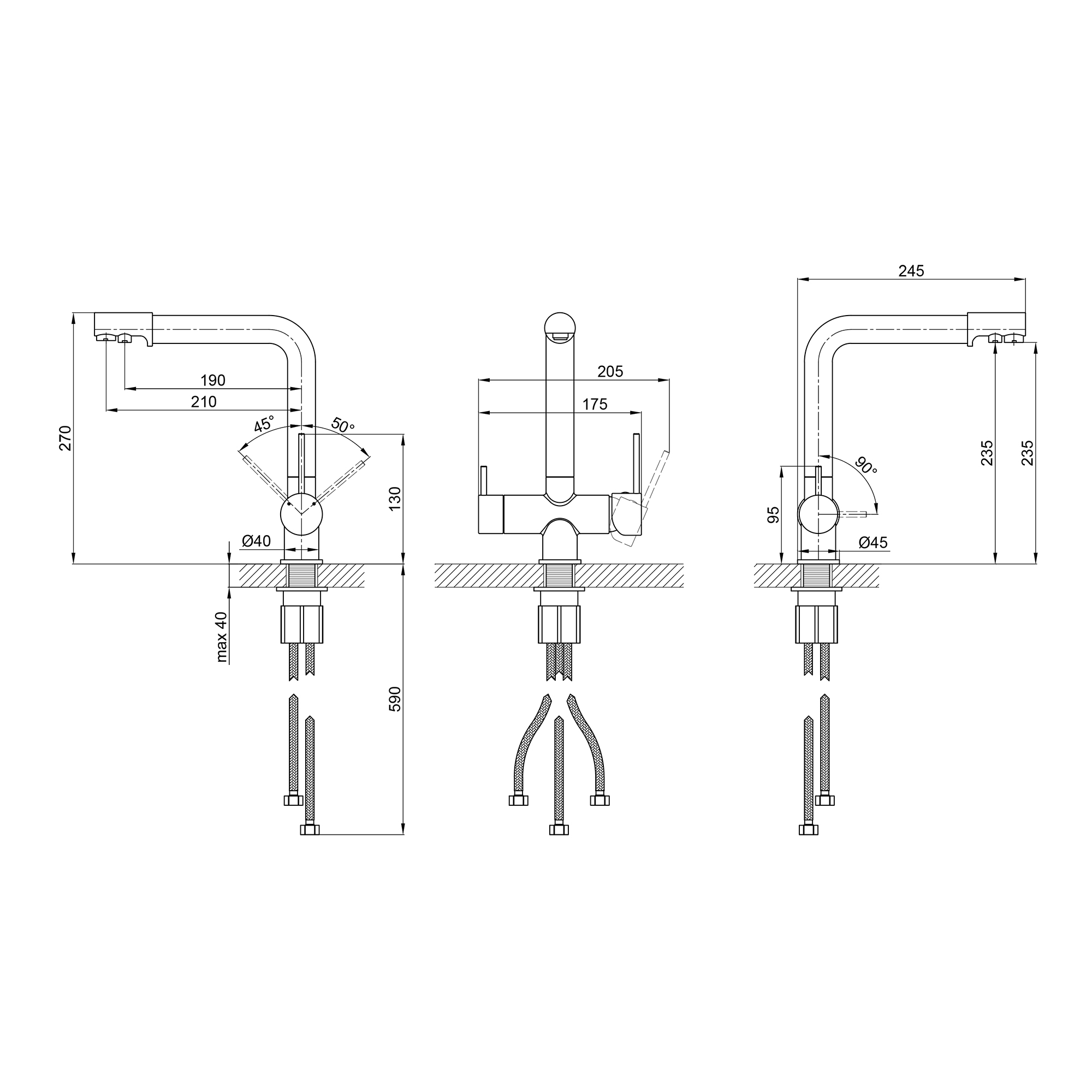 Змішувач для кухні Qtap Kuchyne з підключенням для питної води QTKUC92102FC Chrome