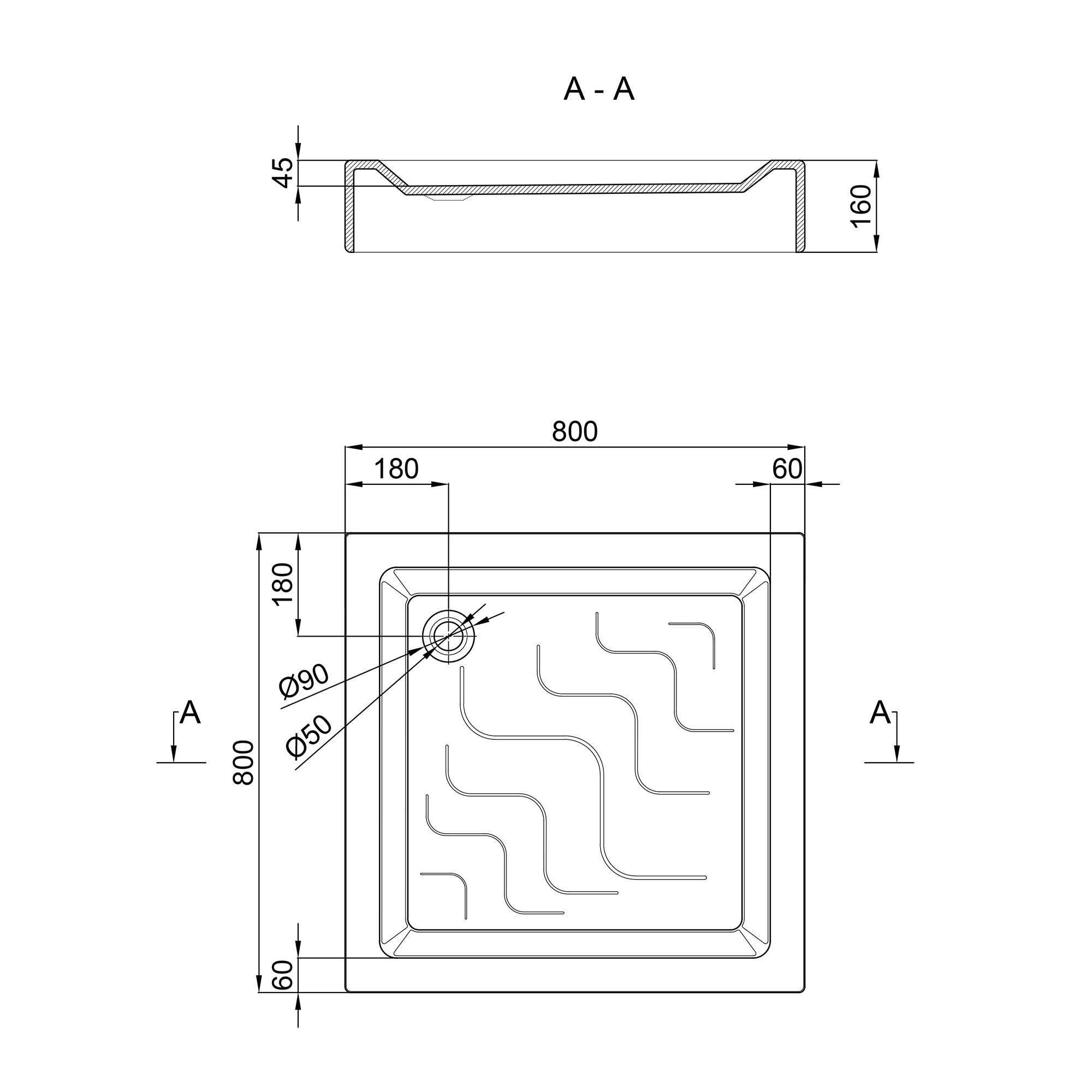 Душовий піддон Lidz Mazur ST80x80x16