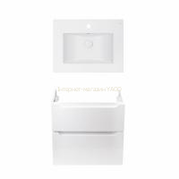 Комплект Qtap тумба підвісна Scorpio 600х585х460 мм White + раковина урізна Albatross E QT71SC43967
