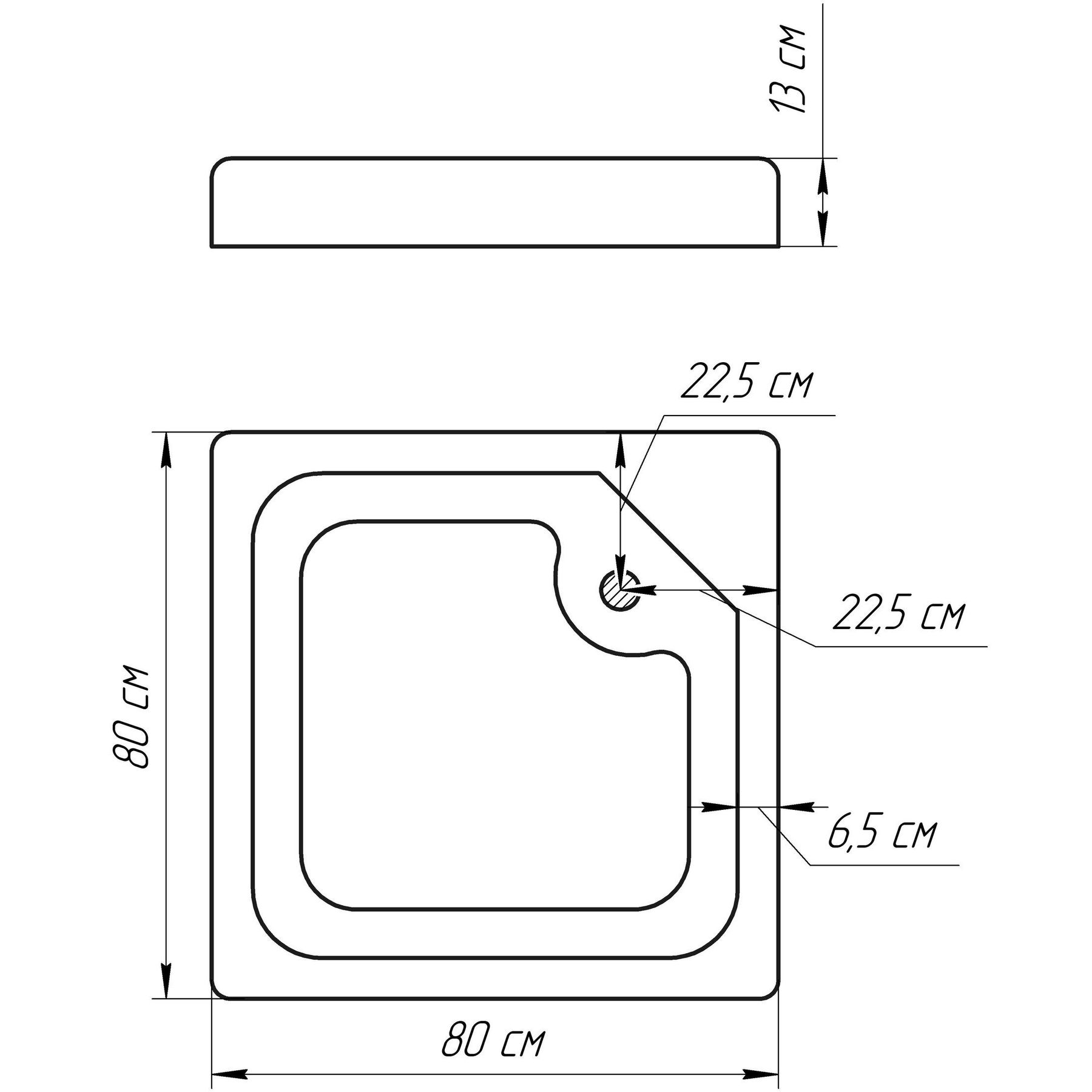 Душовий піддон квадратний BRAVO LUBAWA SL80 (1уп.)