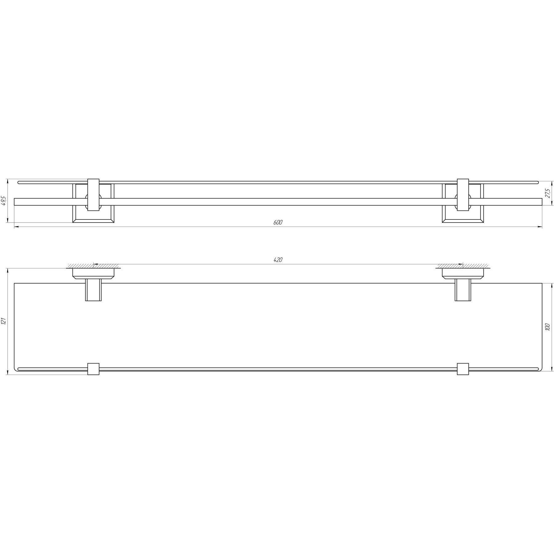 Полиця TOPAZ TKB 9927 скло с бортиком