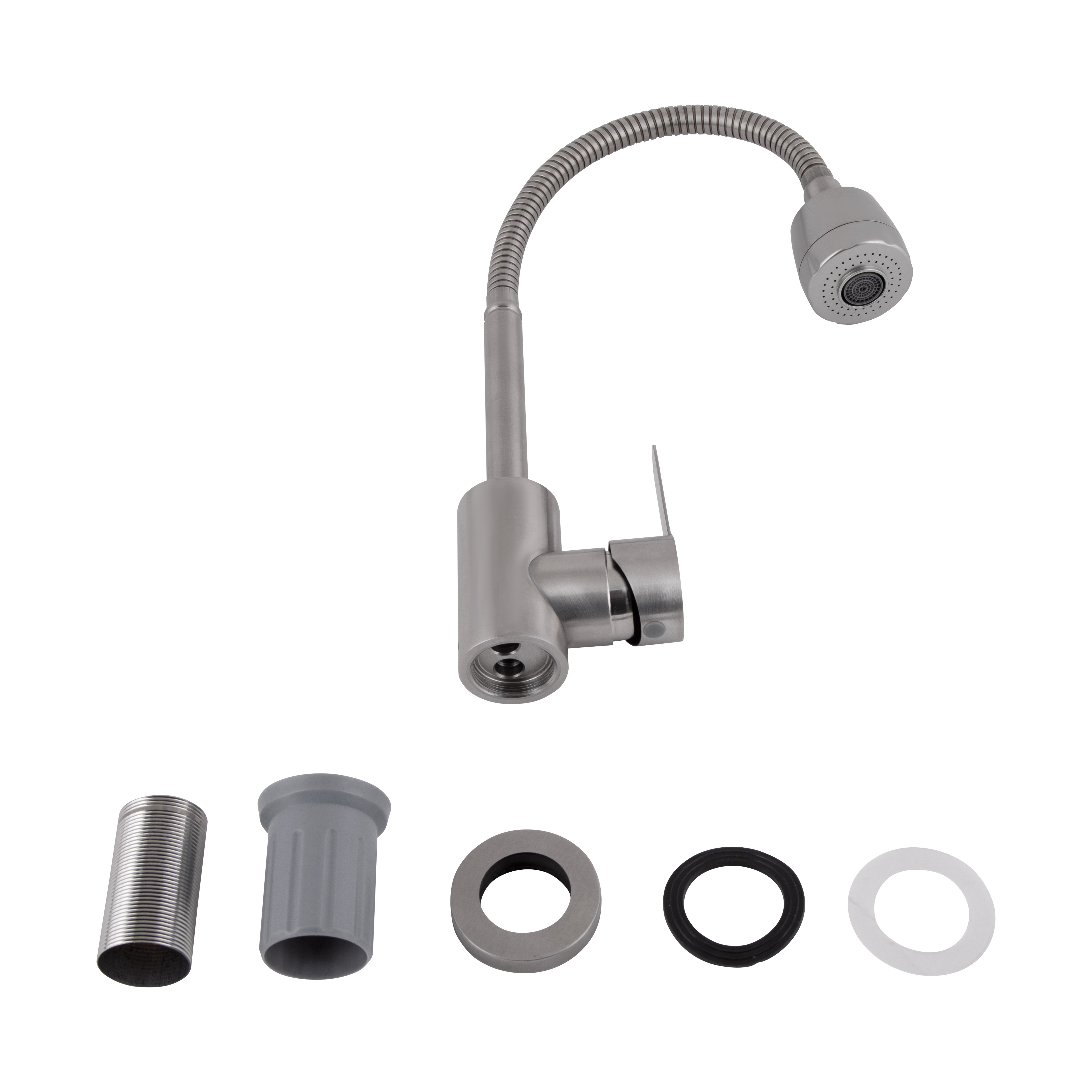 Змішувач для кухні Brinex Pure 015F41 з гнучким виливом   Nickel BRIPUR015F41NKL