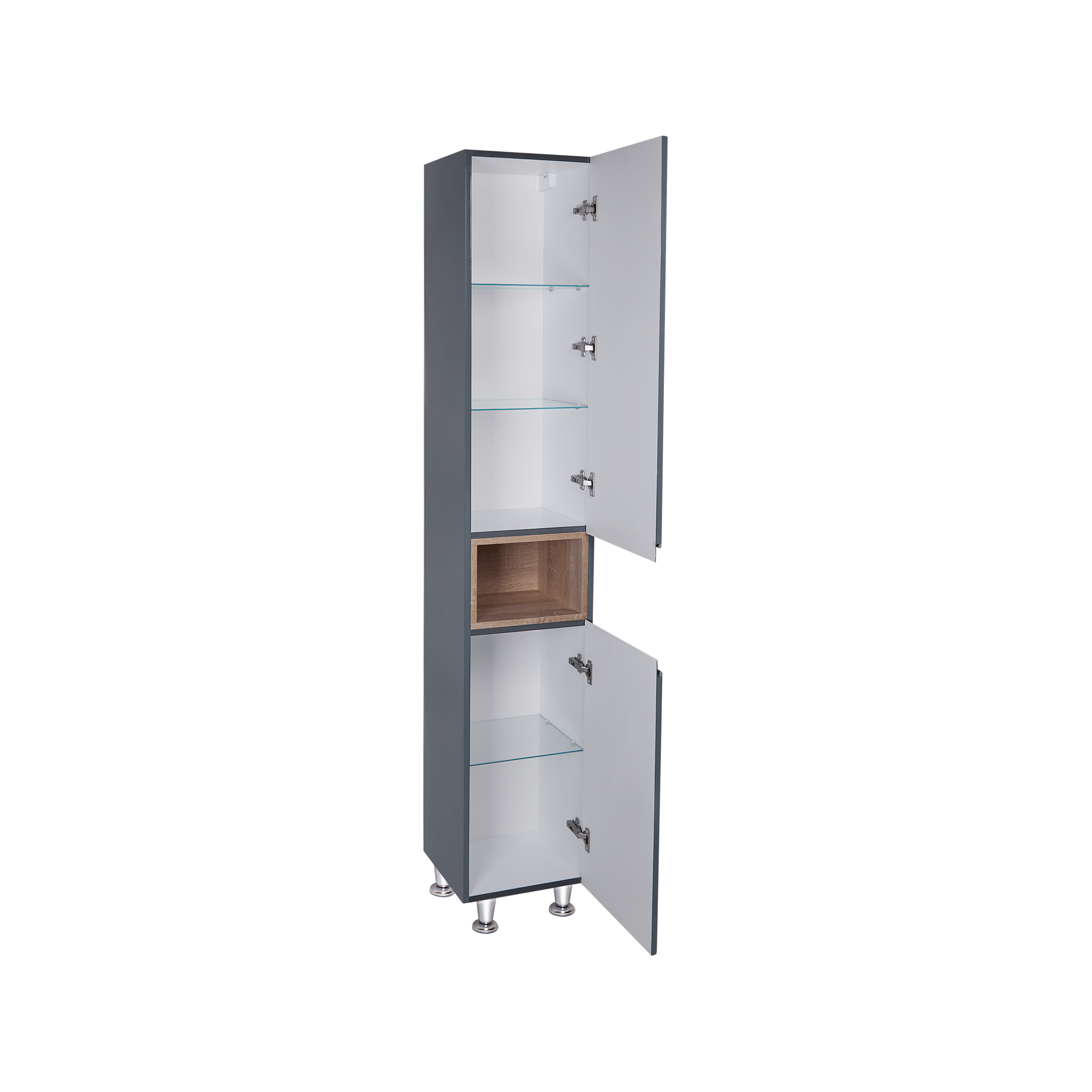 Пенал підлоговий Qtap Robin 350х1950х316 Graphite/Whitish oak QT1376PN1652RGWO