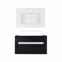 Комплект Qtap тумба підвісна Virgo 700х580х437 мм Black/White + раковина урізна Albatross E QT71V44063
