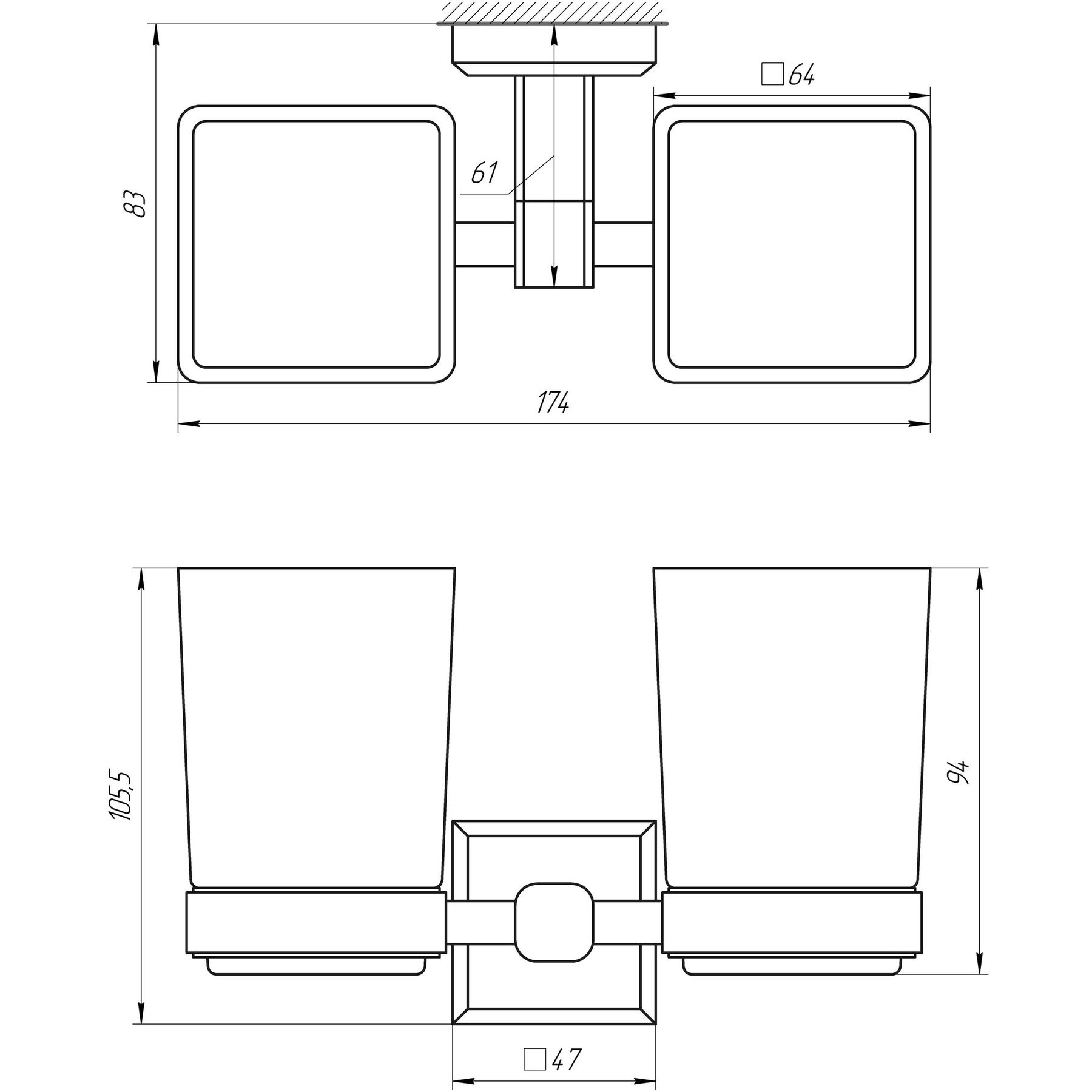 Стакан подвійний TOPAZ TКВ 9928A