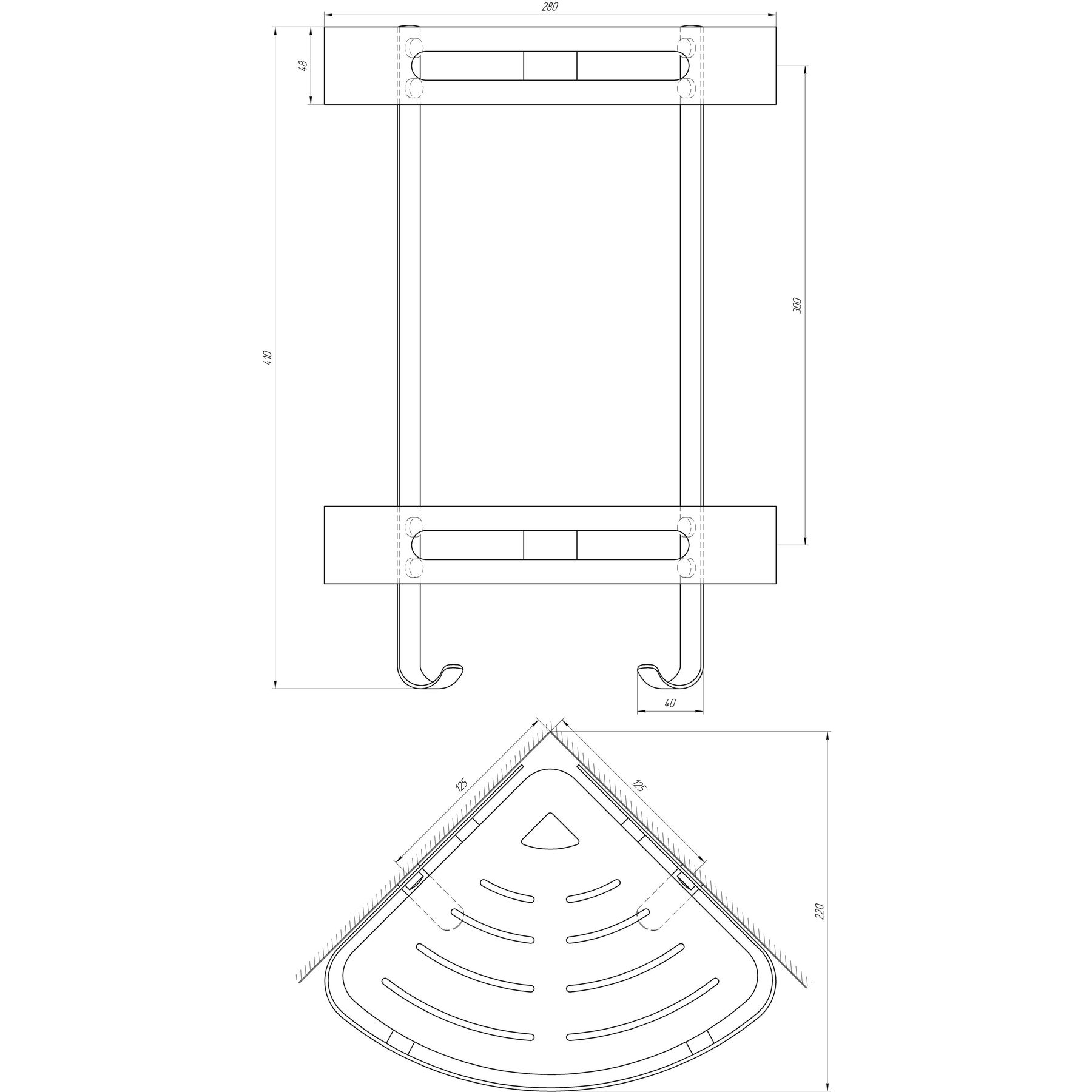 Полка подвійна кутова Globus Lux SQ9422