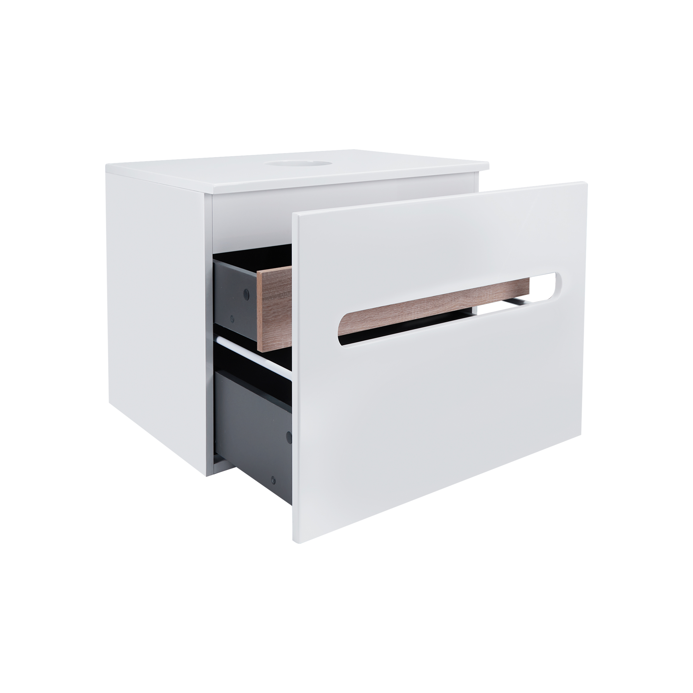 Тумба підвісна Qtap Virgo 600х476х469 White/Whitish oak зі стільницею QT1879TPА601WWO