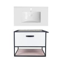 Комплект: тумба Taurus підвісна 1 ящик висувний з доводчиком 800х580х437 мм White/Whitish OAK + раковина Albatross Qtap