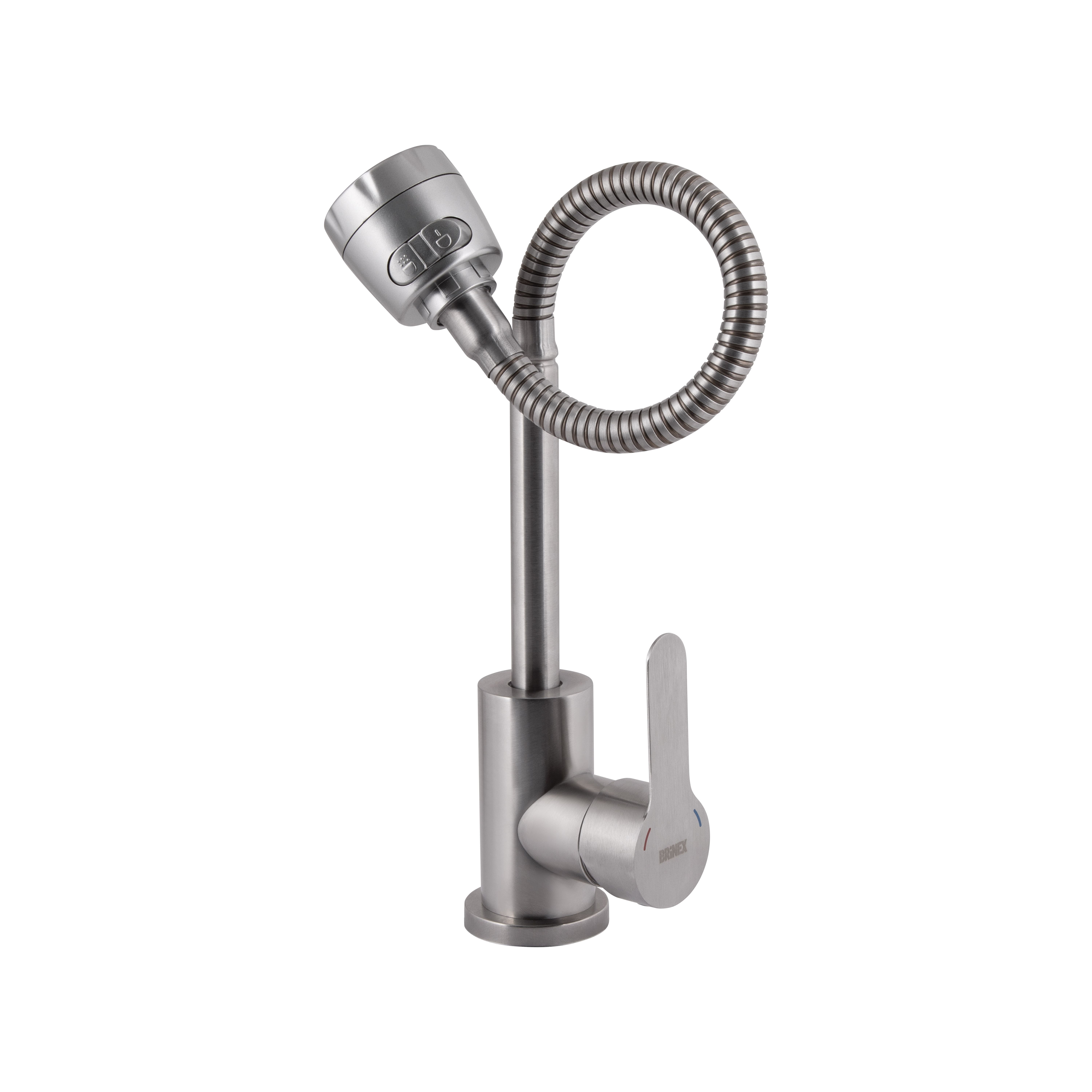 Змішувач для кухні Brinex Pure 015F41 з гнучким виливом   Nickel BRIPUR015F41NKL