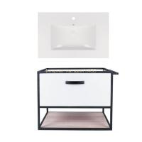 Комплект: тумба Taurus підвісна 1 ящик висувний з доводчиком 700х580х437 мм White/Whitish OAK + раковина Albatross New Qtap
