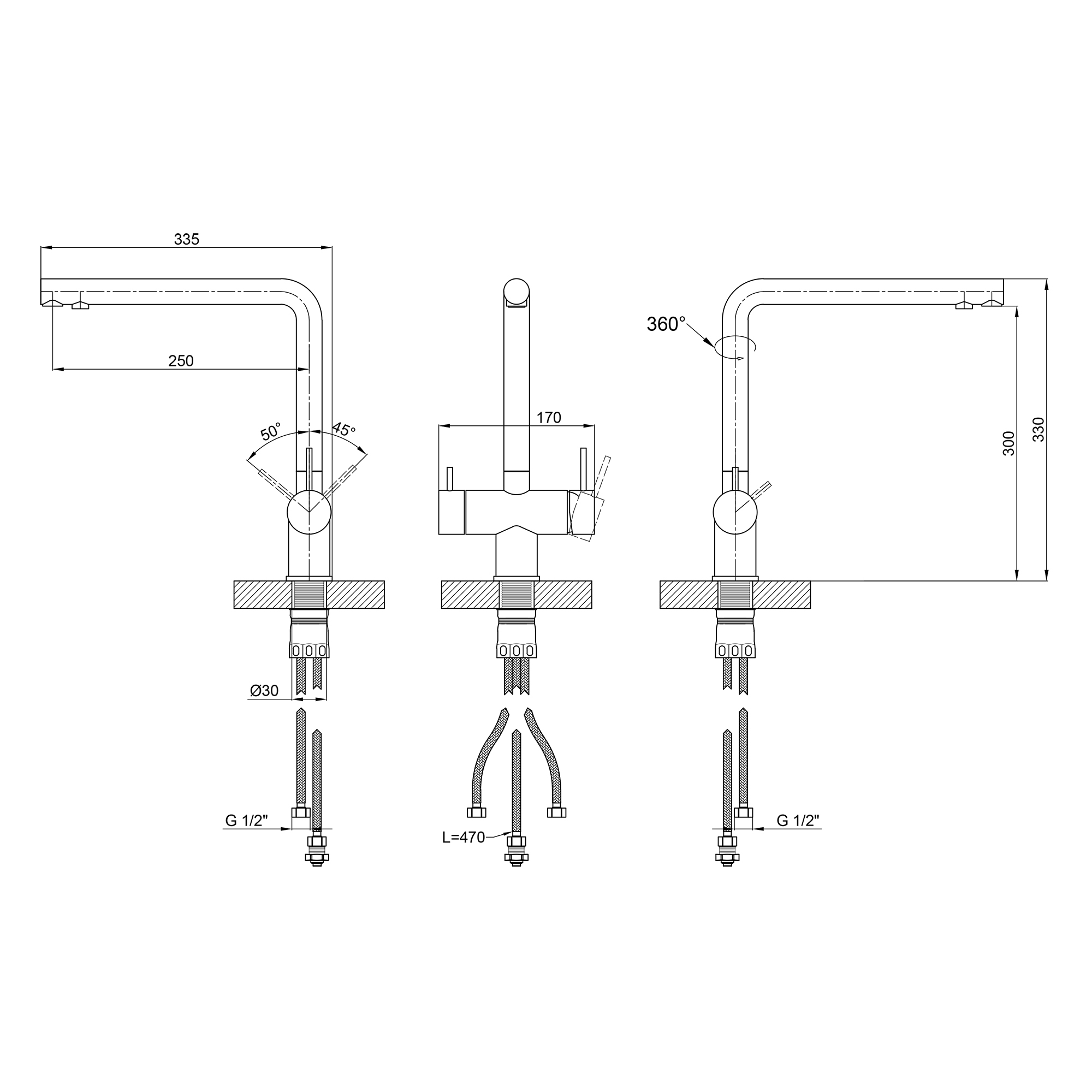 Змішувач для кухні Lidz Aria 020F1 (k35) LDARI020F1NKS43359 Nickel