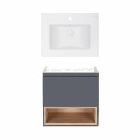 Комплект Qtap тумба підвісна Robin 600х580х437 мм Graphite/Whitish oak + раковина урізна Albatross E QT71RO44044