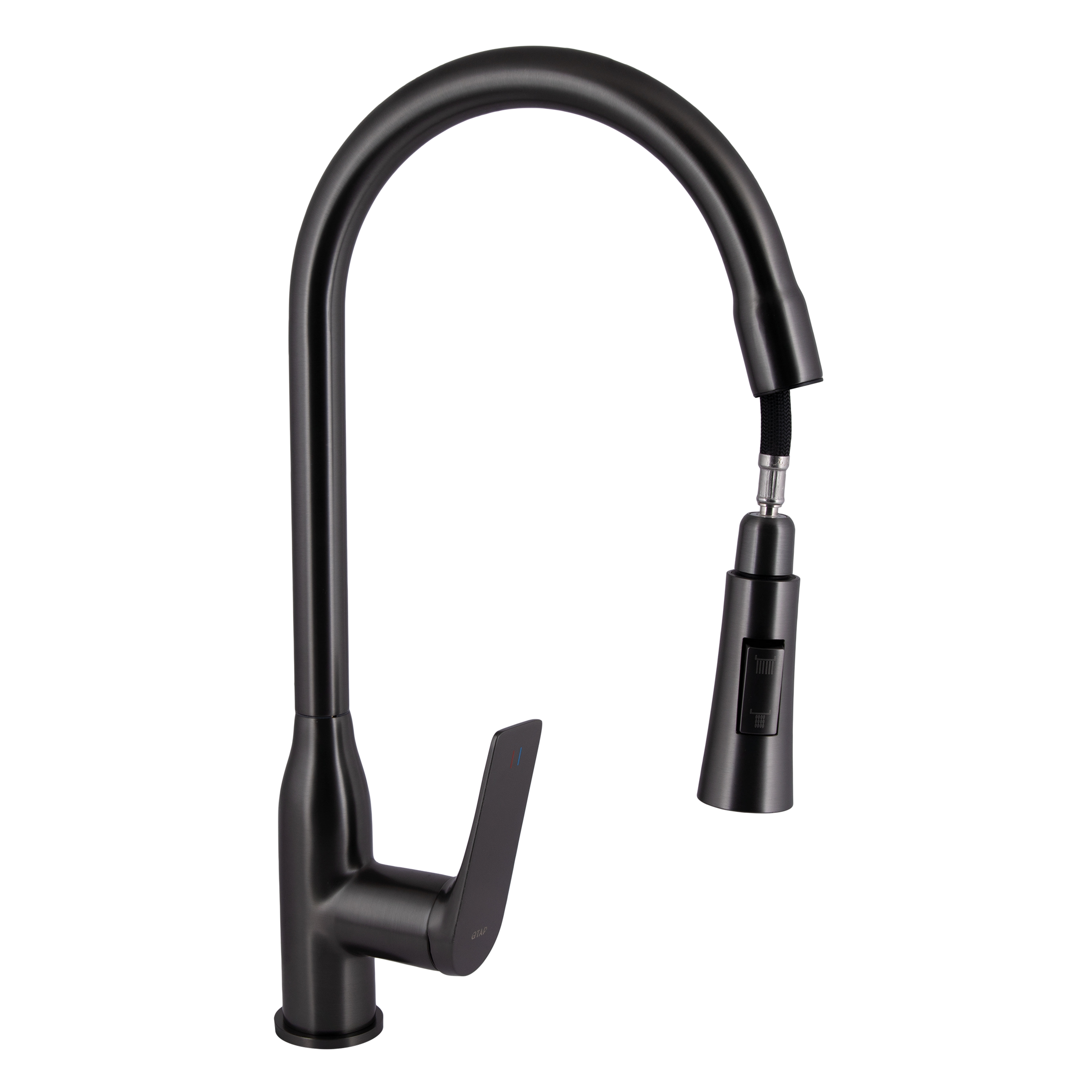 Змішувач для кухні Qtap Vlasta New з висувним виливом QTVLA344GMB45647 Gunmetal Black PVD