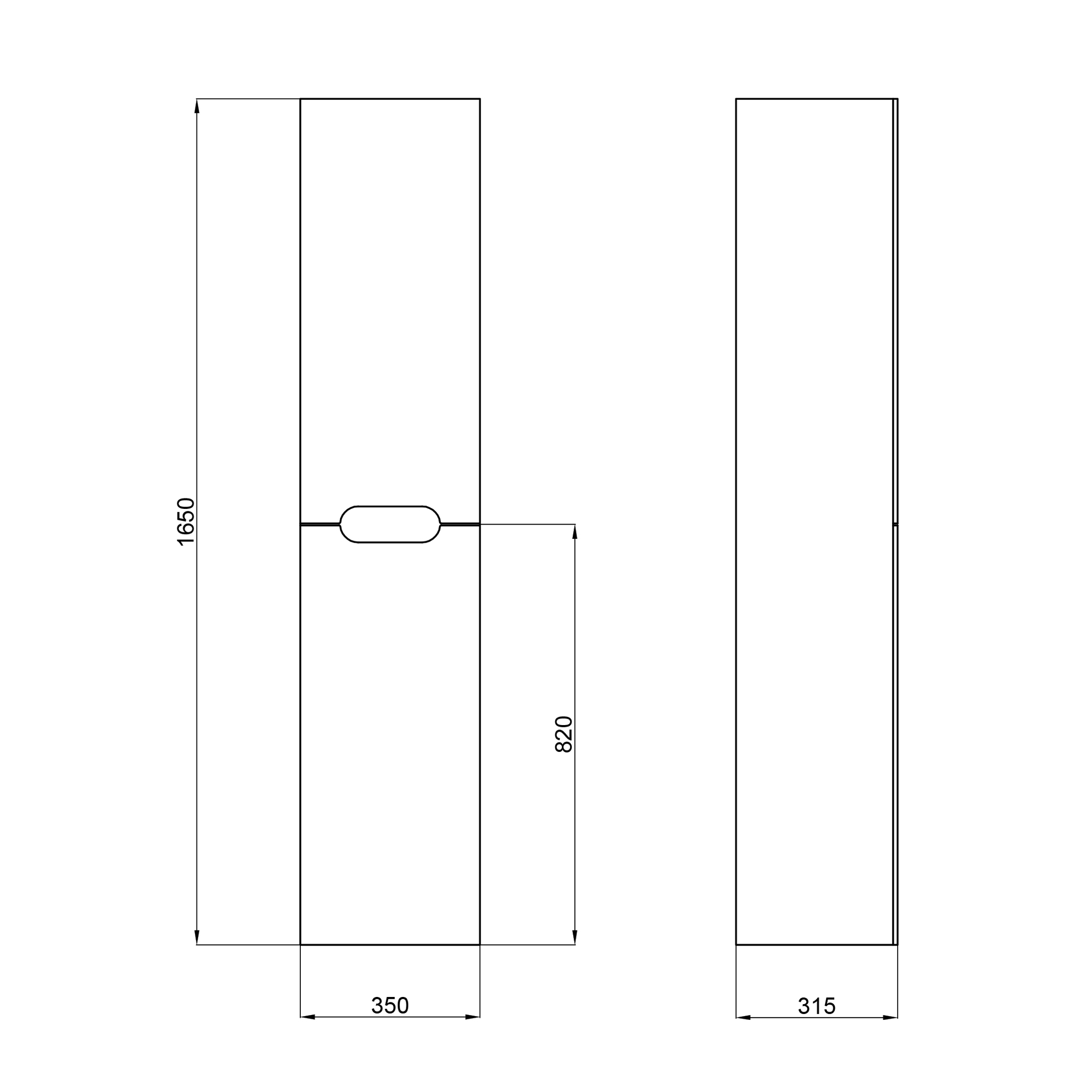 Пенал підвісний Qtap Virgo 350х1600х316 Black/White QT1876PP1652RBW
