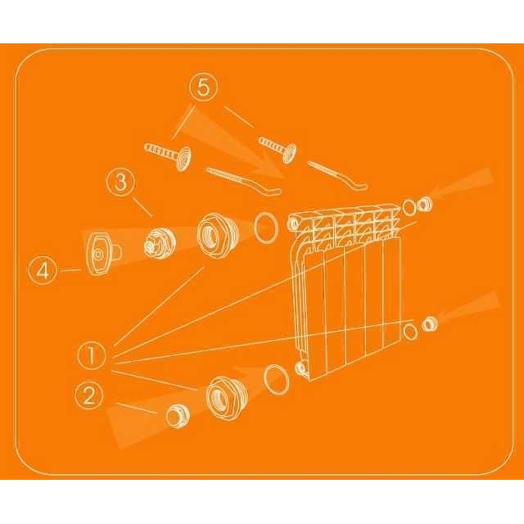 Комплект футорок секційного радіатора CRISTAL NR-2014 3/4″ з 2-кронштейнами (HT 405) в інтернет-магазині Yago