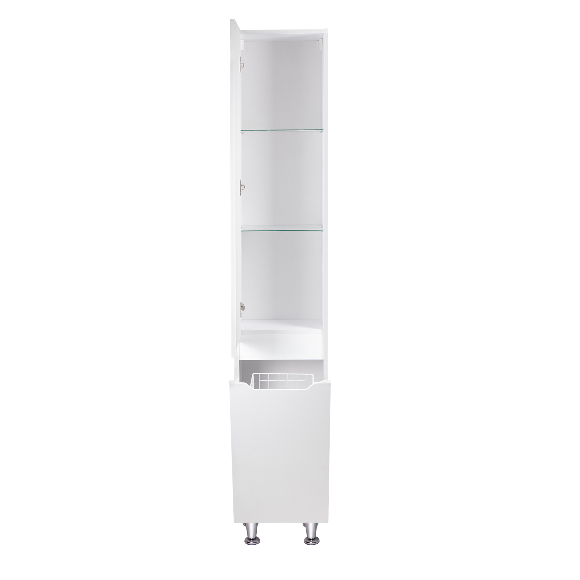 Пенал підлоговий Qtap Scorpio 350х1900х300 White з кошиком для білизни QT1475PN1901KRW