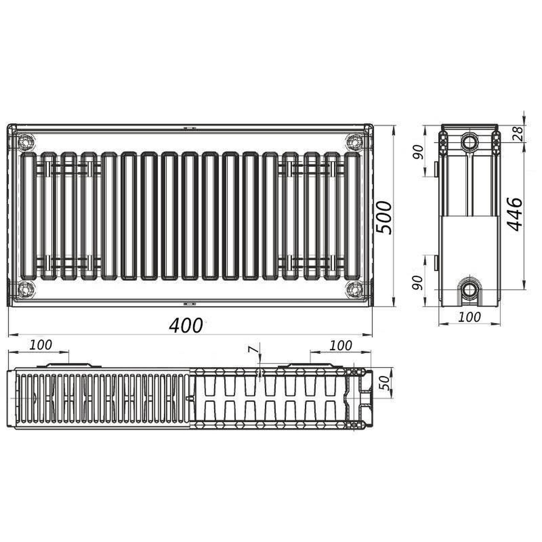 Радіатор сталевий панельний QUEEN THERM 22 бок 500x400 в інтернет-магазині Yago