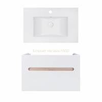 Комплект Qtap тумба підвісна Virgo 800х580х437 мм White/Whitish oak + раковина урізна Albatross E QT71V44082