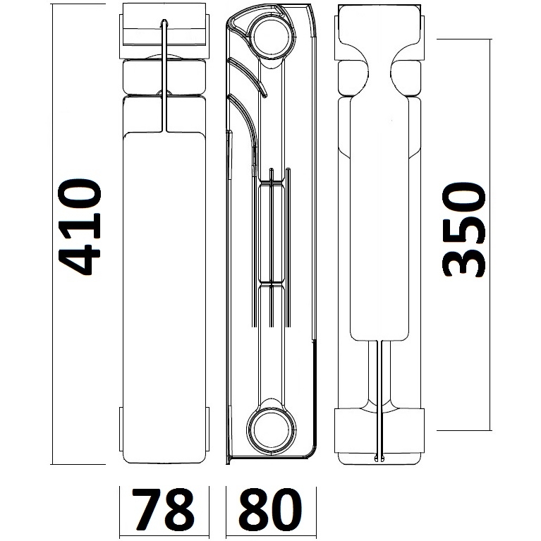 Радіатор біметалевий секційний GALLARDO BISHORT 350/80 (кратно 10) в інтернет-магазині Yago