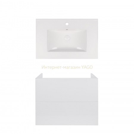 Комплект Qtap тумба підвісна Tern 700х580х437 мм White + раковина урізна Albatross New QT71TE44104