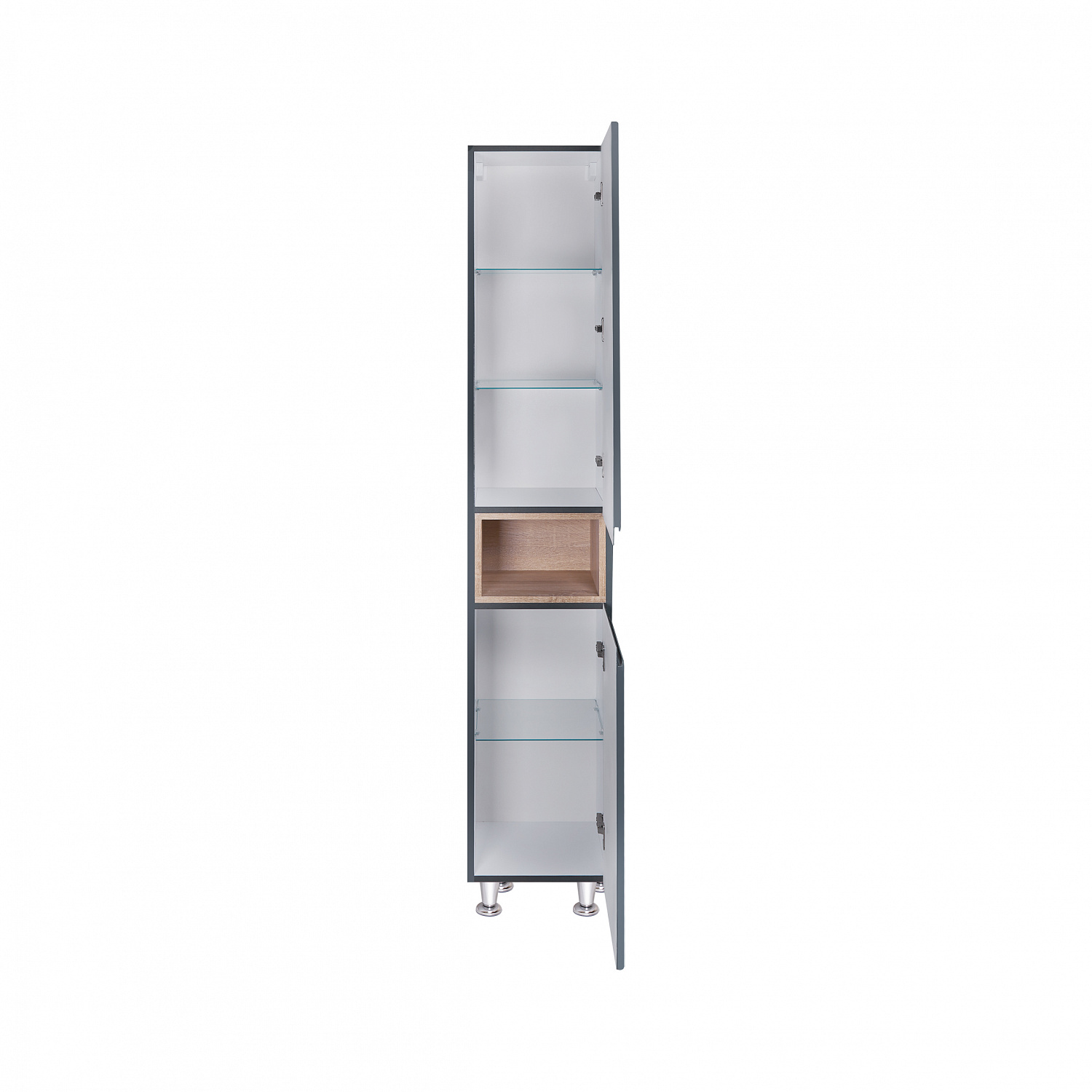 Пенал підлоговий Qtap Robin 350х1950х316 Graphite/Whitish oak QT1376PN1652RGWO