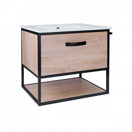 Комплект Qtap Taurus 600х580х437 Whitish oak тумба підвісна + раковина урізна QT2472TPT603WO