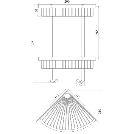 Полка подвійна кутова TOPAZ TKB-4115-2-BL