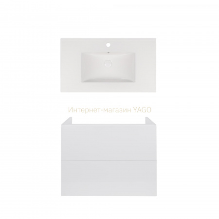 Комплект Qtap тумба підвісна Tern 800х580х437 мм White + раковина урізна Albatross New QT71TE44109