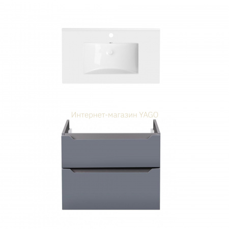 Комплект Qtap тумба підвісна Scorpio 800х585х460 мм Graphite + раковина урізна Albatross QT71SC43985
