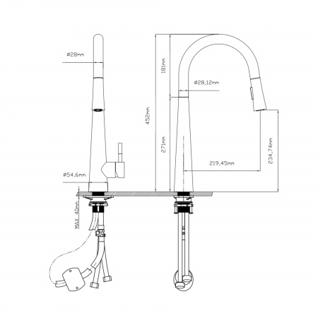 Змішувач для кухні Qtap Evicka з висувним виливом QTEVI9135103UC Chrome
