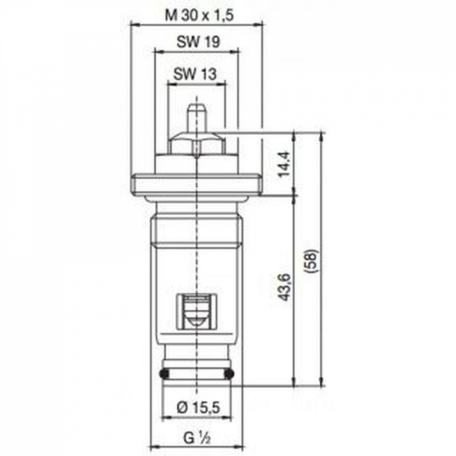 Клапан INNER під термоголовку М30x1,5 панельного радіатора  OPTIMUM/KALITE 1/2″ЗР (в трубу) в інтернет-магазині Yago