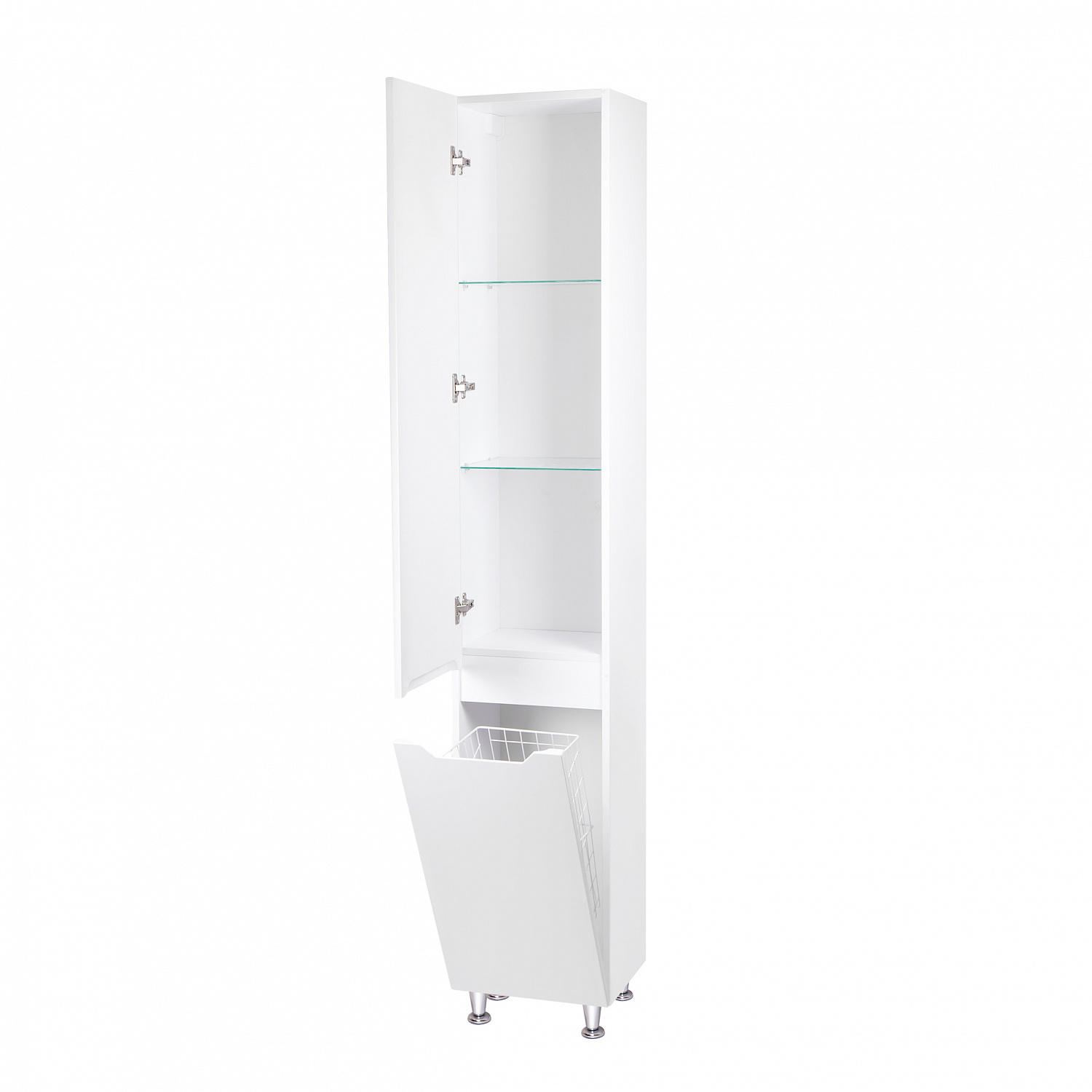 Пенал підлоговий Qtap Scorpio 350х1900х300 White з кошиком для білизни QT1475PN1901KRW