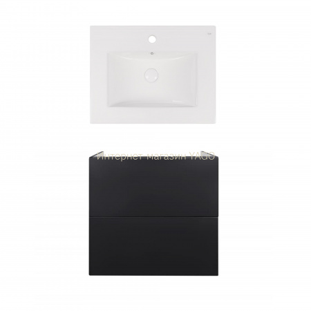 Комплект Qtap тумба підвісна Tern 600х580х437 мм Matt Black + раковина урізна Albatross E QT71TE44119