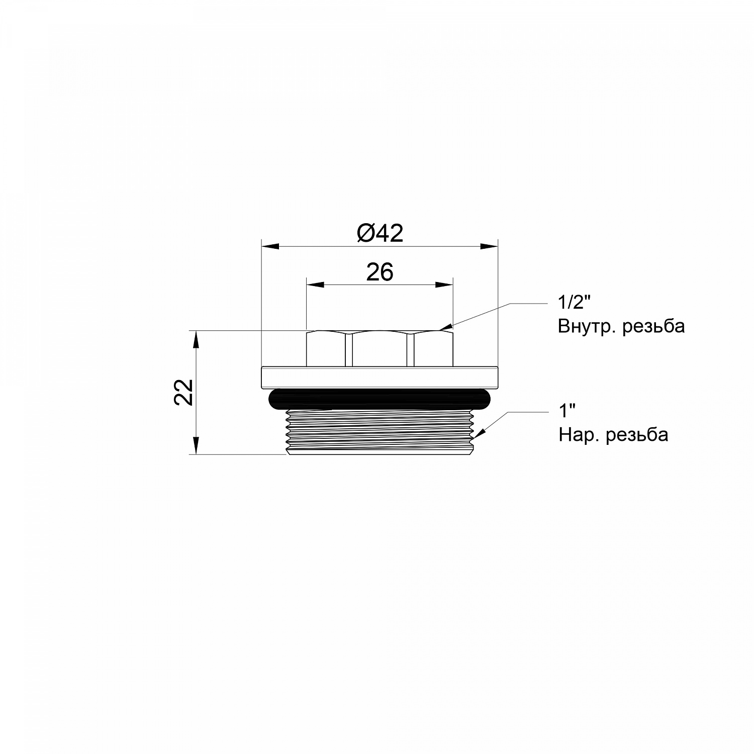 Футорка для колектора SD Plus 1"х1/2" ВЗ SD35415