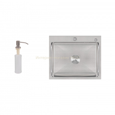 Мийка для кухні інтегрована Lidz Handmade H6050 (LDH6050BRU35371) Brushed Steel 3,0/1,0 мм